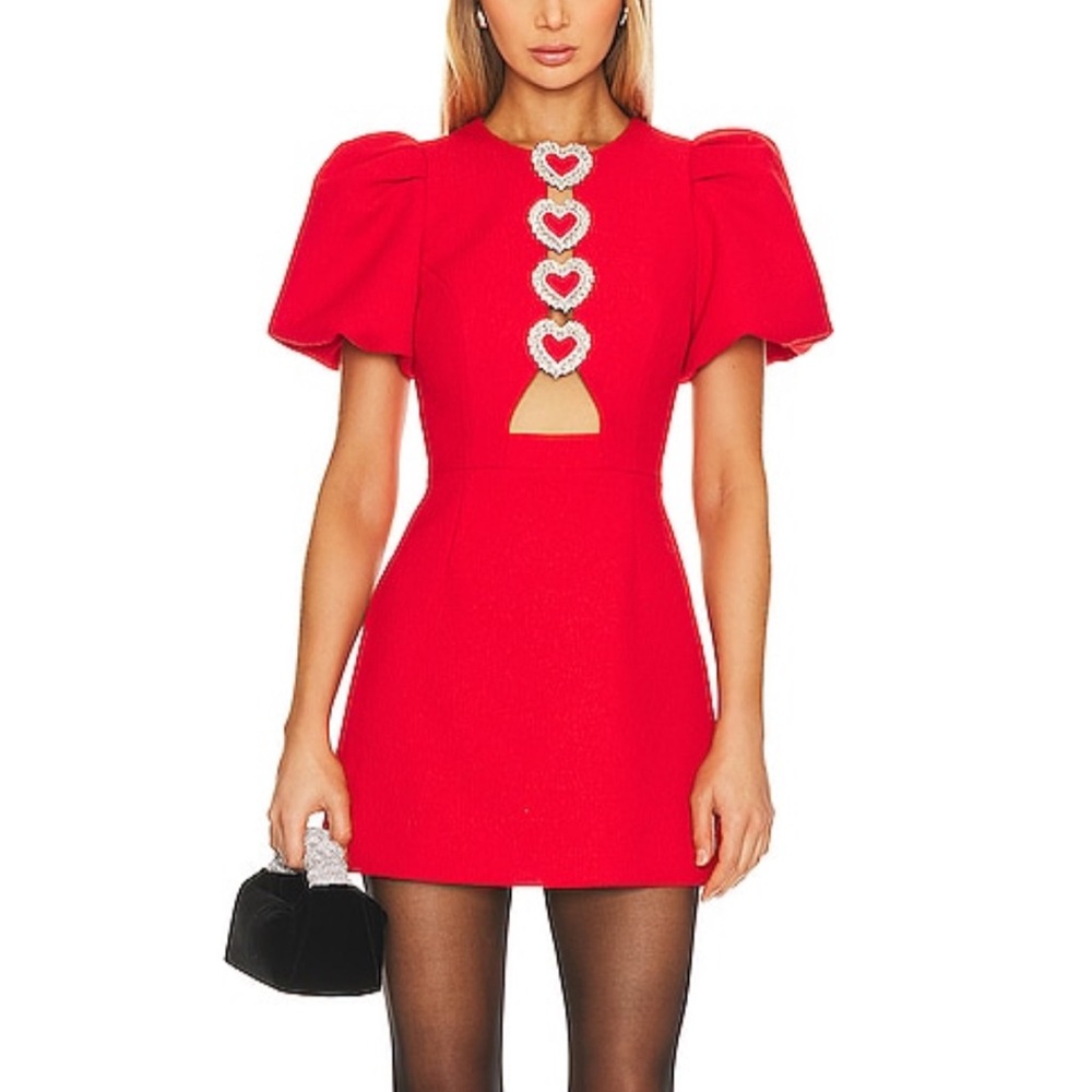 Chiara Red Holiday Rebecca Vallance Red Mini Dress with Heart Details